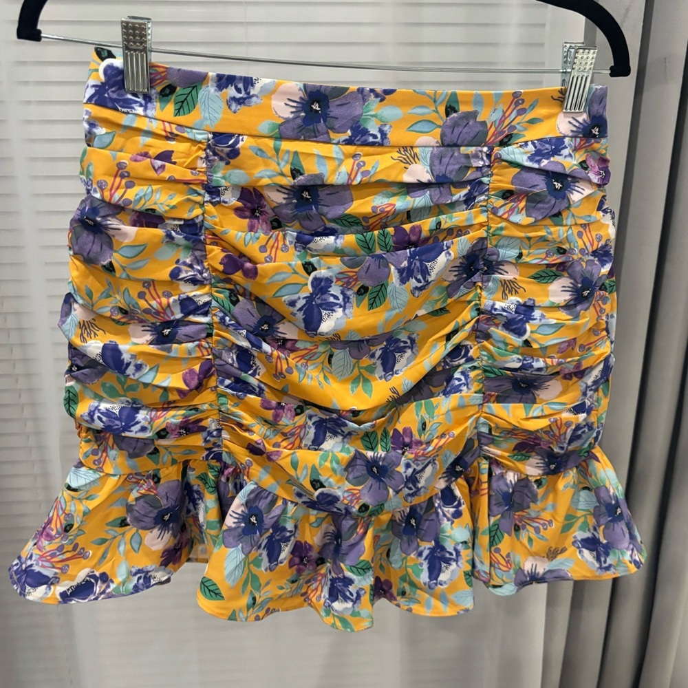 Floral Yellow and Purple Women's Skirt